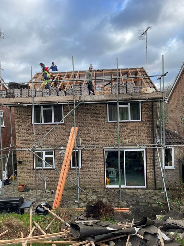 Roof slope photographed during works